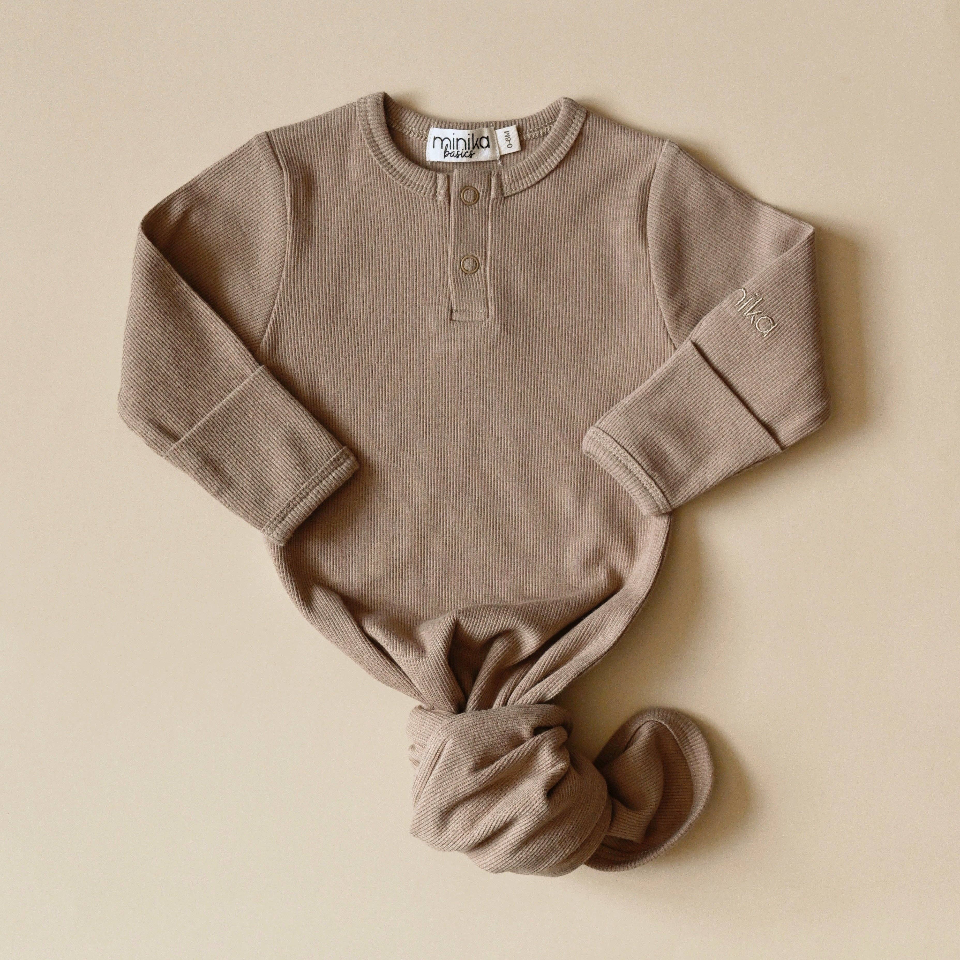 Knot Gown 0-6M- Taupe