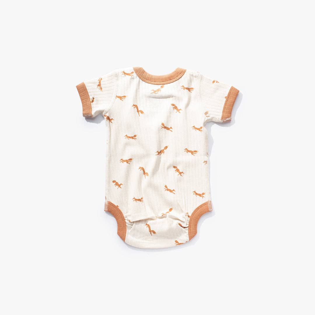 Fox Short Sleeve Bodysuit: Orange/white / 0-3m