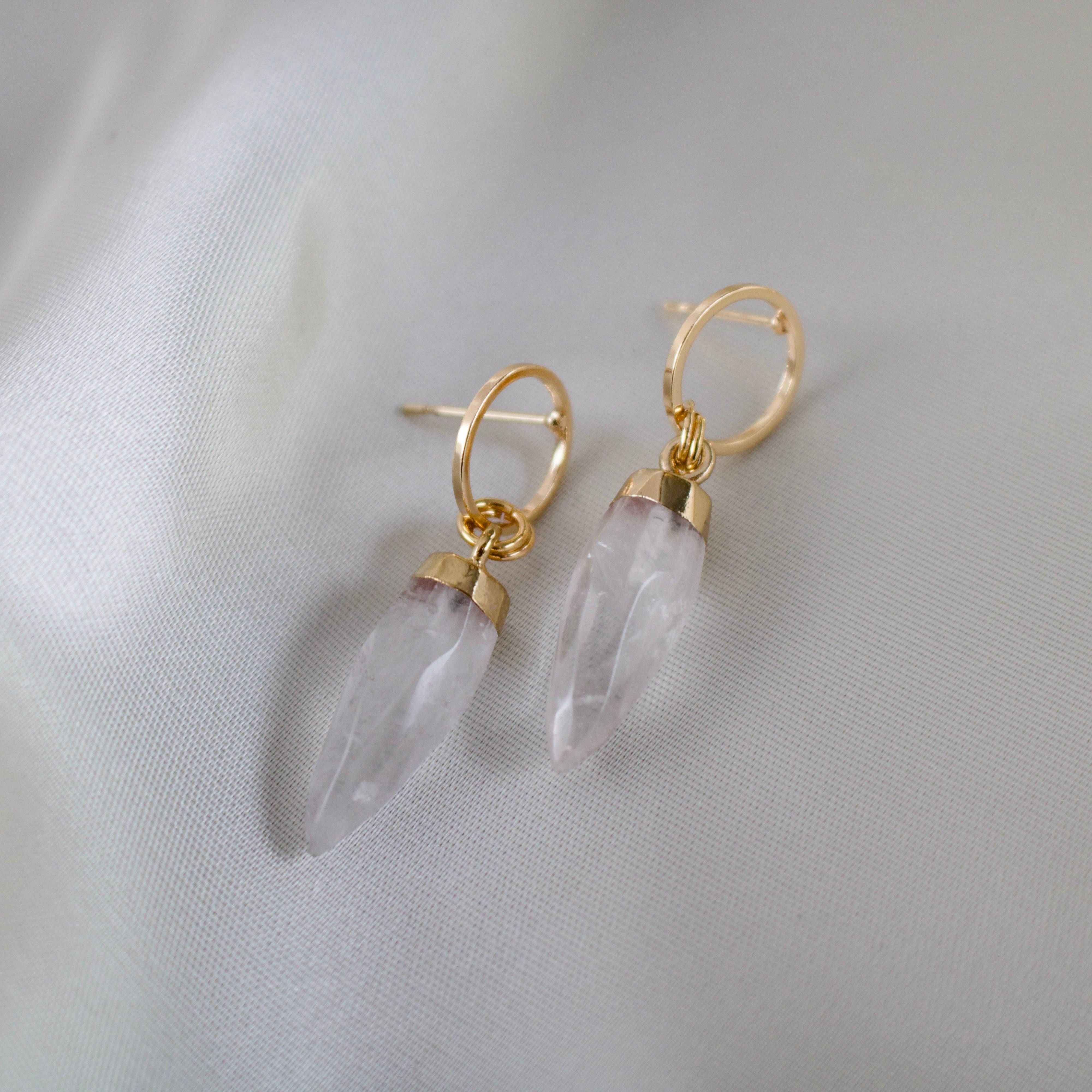 Lou // Clear Quartz Charm Earrings