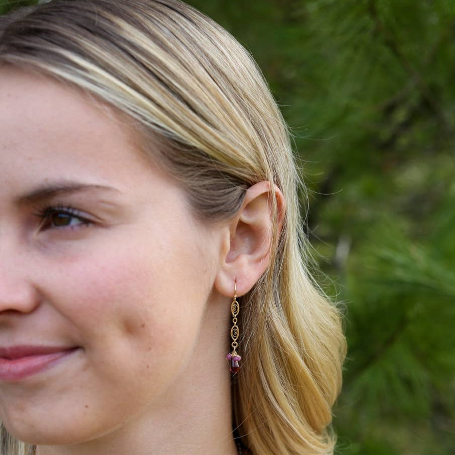 Decadence Ruby With Garnet Cluster Earrings