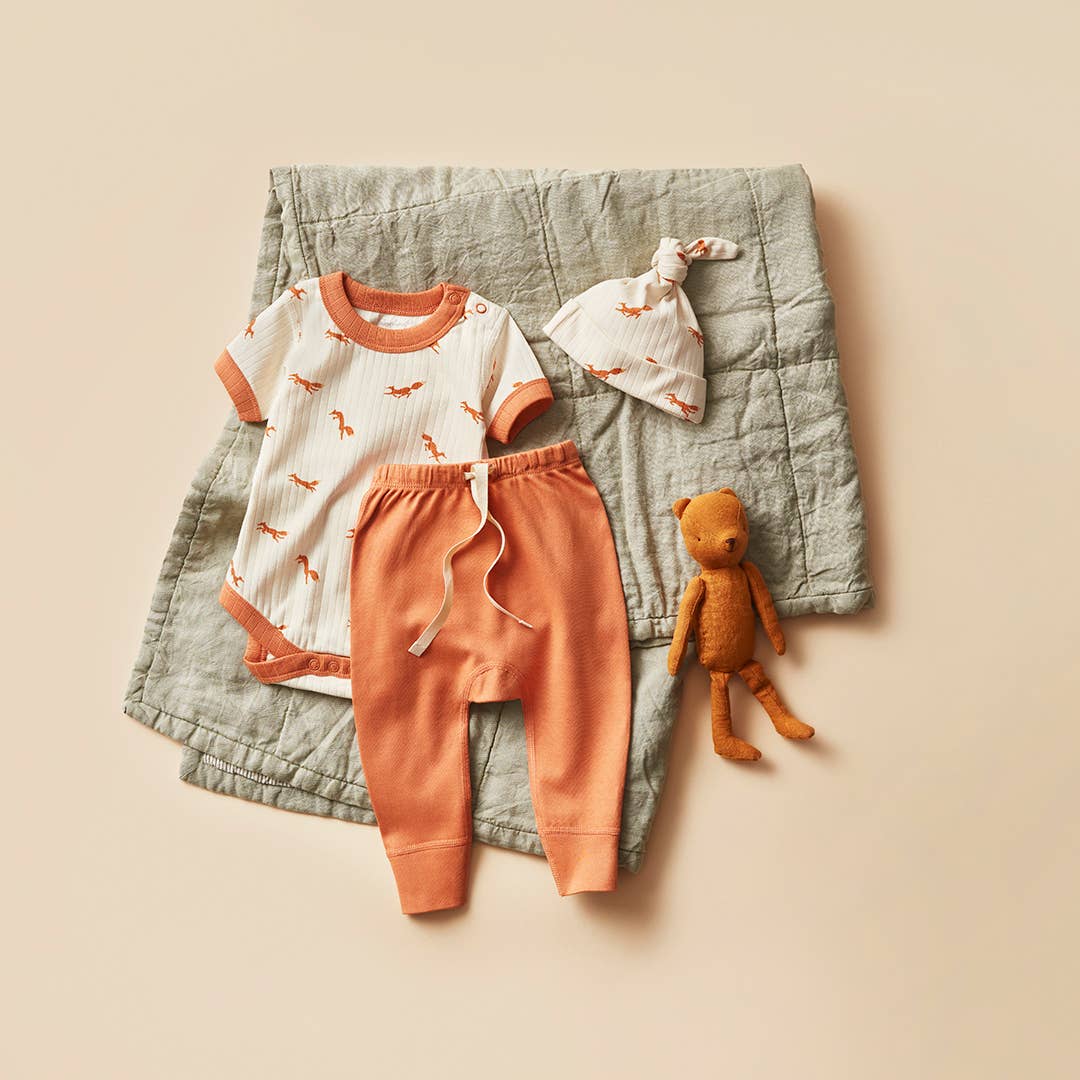 Fox Brown Heart Pants: Orange / brown / 3-6m