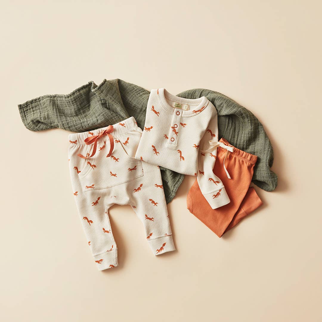 Fox Brown Heart Pants: Orange / brown / 0-3m