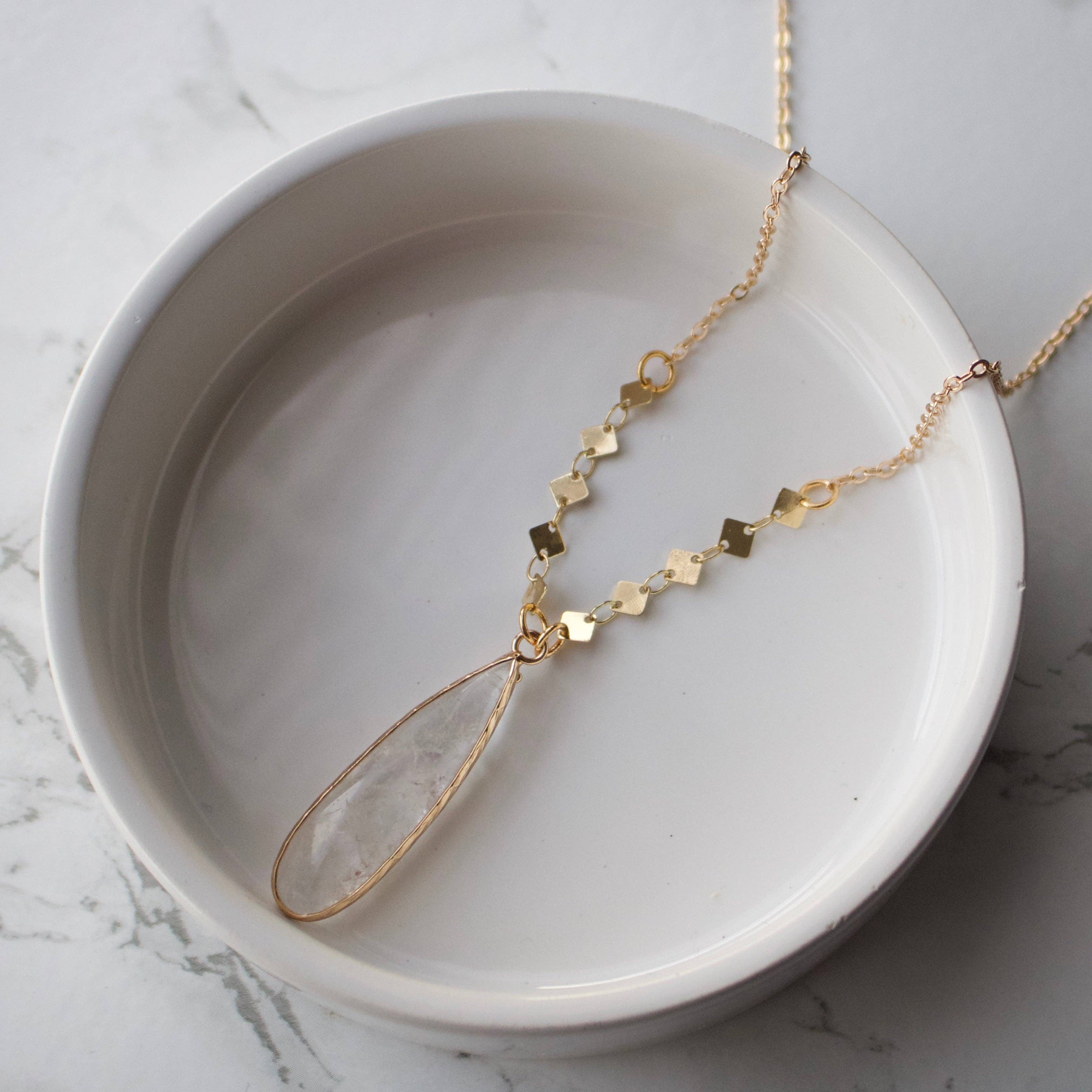 Anna // Quartz Teardrop Necklace